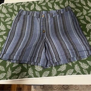 J. Jill High Waist Striped Blue and Gray Shorts